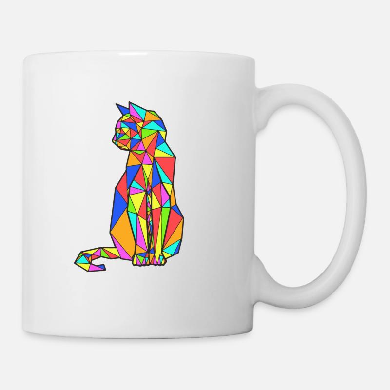 ORIGAMI CHAT MULTICOLORE - Mug blanc - blanc