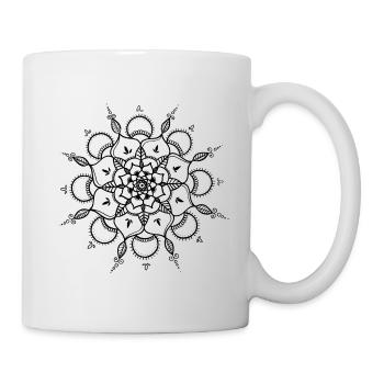 Schwarze Mandala - Tasse - Weiß - Rechts