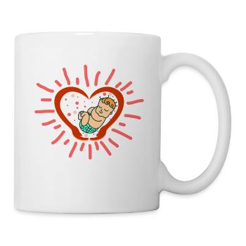 Idée cadeau pour sage-femme - coeur de mains - Mug blanc - blanc - Droite