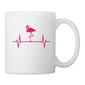 Flamingo Flamingos Fan Heartbeat EKG Pink Geschenk - Tasse - Weiß - Rechts