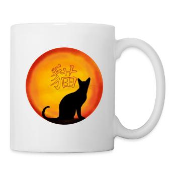 Caractères chinois du coucher de soleil chat - Mug blanc - blanc - Droite