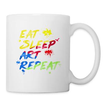 Kunst Wasserfarbe eat sleep art repeat - Tasse - Weiß - Rechts