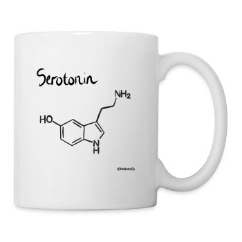 Serotonin, Glueck, Entspannung, Gehirn - Tasse - Weiß - Rechts
