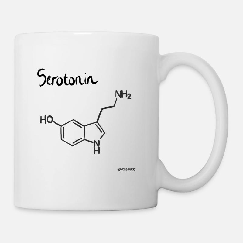 Serotonin, Glueck, Entspannung, Gehirn - Tasse - Weiß