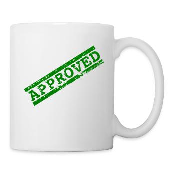 Timbre APPROUVÉ vert [conception de t-shirt] - Mug blanc - blanc - Droite