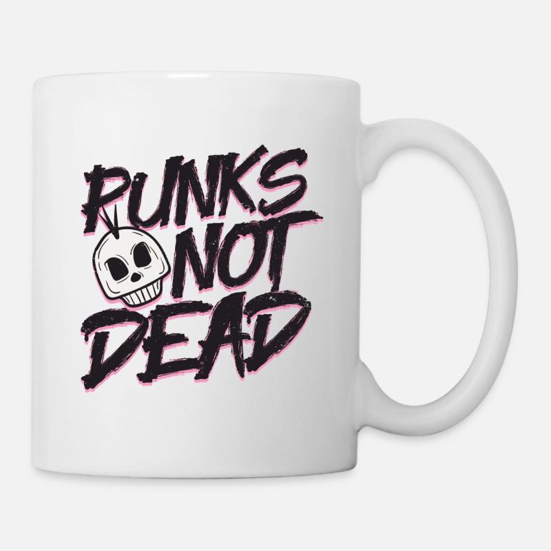 Idée cadeau punks pas mort tête de mort tête de rock n roll - Mug blanc - blanc