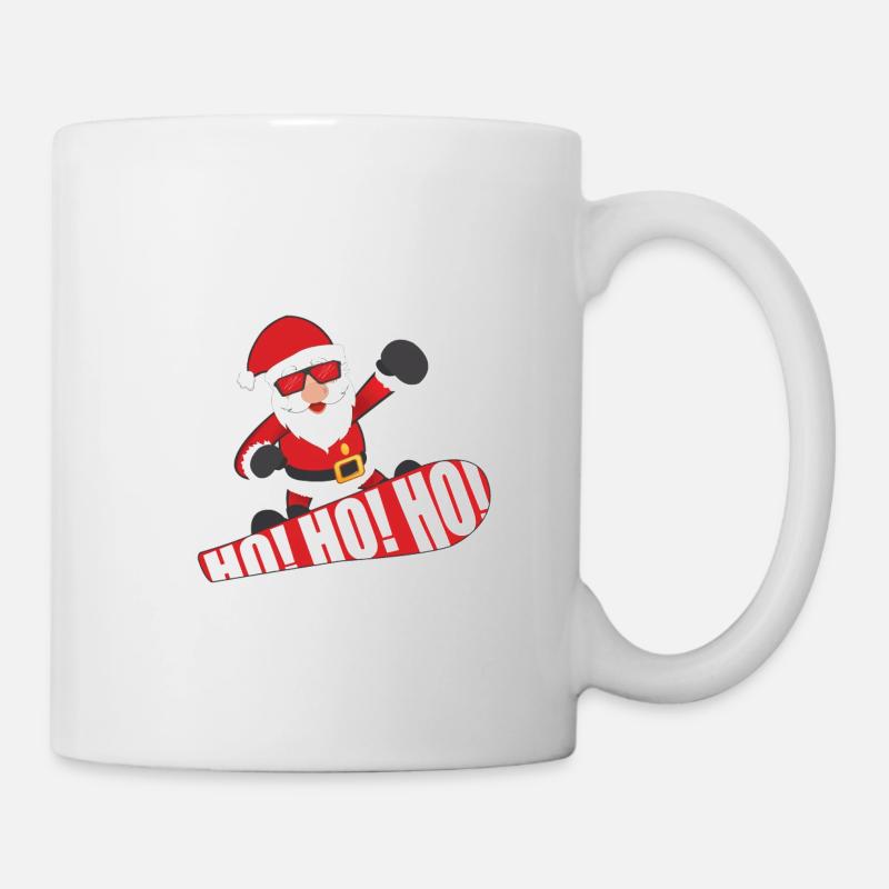 Weihnachten Snowboard Schnee Weihnachtsmann - Tasse - Weiß