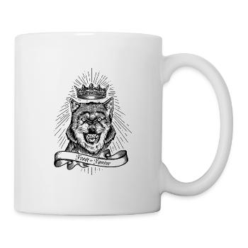 "Fête ou famine" loup couronné - Mug blanc - blanc - Droite