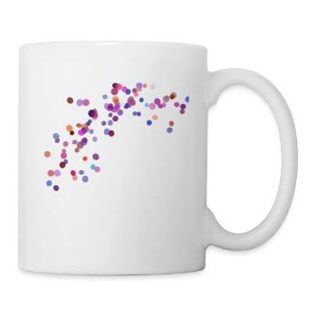 Punkte Bunt Lila Rot Blau Orange - Tasse - Weiß - Rechts