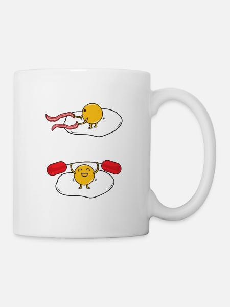 Spiegelei im Fitnessstudio - Tasse - Weiß