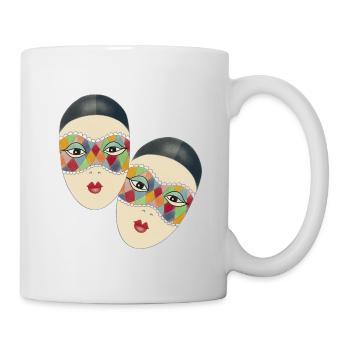Joker Maske Clown Karneval Venedig Illustration - Tasse - Weiß - Rechts