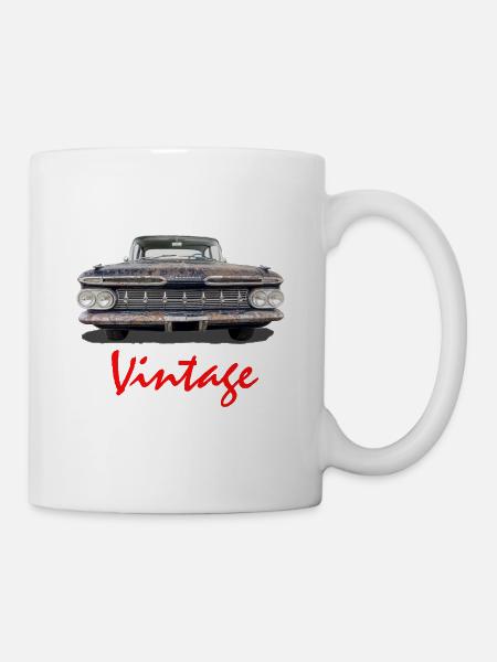 Voiture ancienne rouge - Mug blanc - blanc
