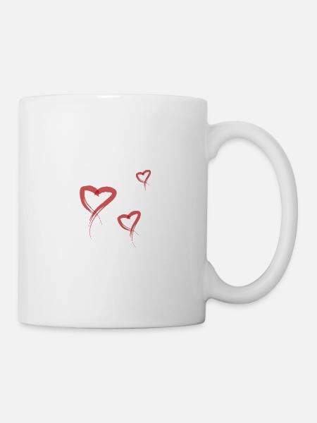 Rote Herzen - Tasse - Weiß