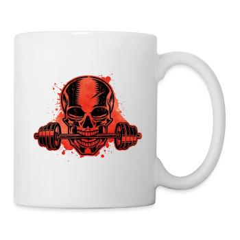 dumbbell skull - Mug - white - Right