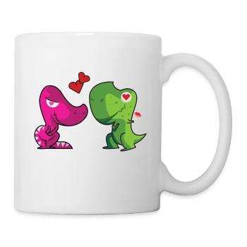 dinosaurier paar verliebt - Tasse - Weiß - Rechts