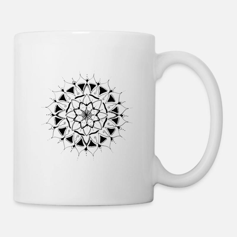 Mandala 26119 noir - Mug blanc - blanc