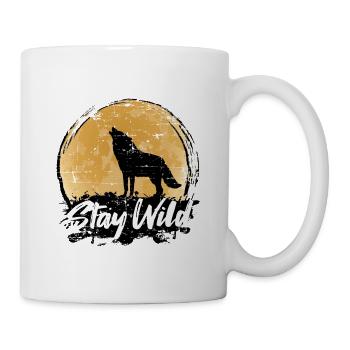 Wolf Raubtier Vollmond Geschenk - Tasse - Weiß - Rechts