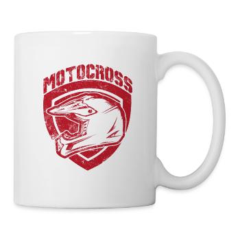 motocross helmet sport coat of arms - Mug - white - Right