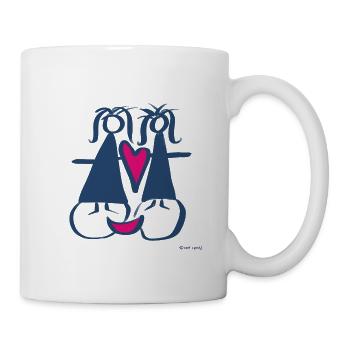 JW XX Crazy Cup Love Heart Guy Lesbian Love - Mug - white - Right