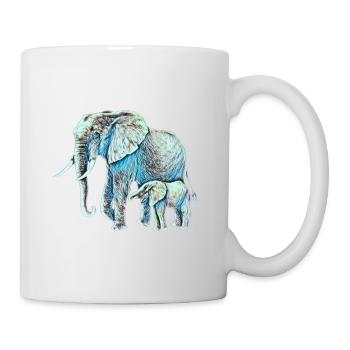 Elefanten - Tasse - Weiß - Rechts