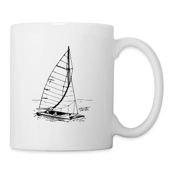 CATAMARAN SAILOR SAILING SHIP WIND WAVES SEA - Mug - white - Right