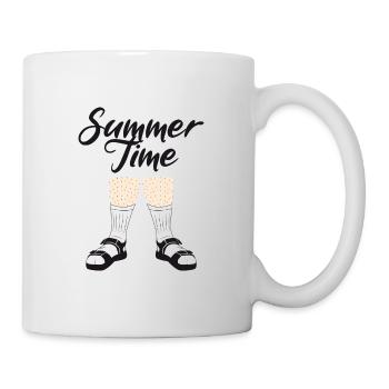 Vacation time to start shirt socks on the beach - Mug - white - Right