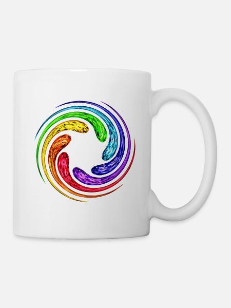 Regenbogen 7 Chakra Wirbel Spirale Yoga Symbol - Tasse - Weiß