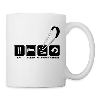 Eat sleep Kitesurf Repeat Kite surfers Sufer Kite - Mug - white - Right