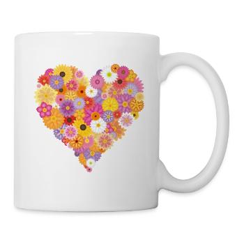 Blumen Herz - Flower Heart - Tasse - Weiß - Rechts