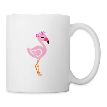Flamingo with flower headband - Mug - white - Right