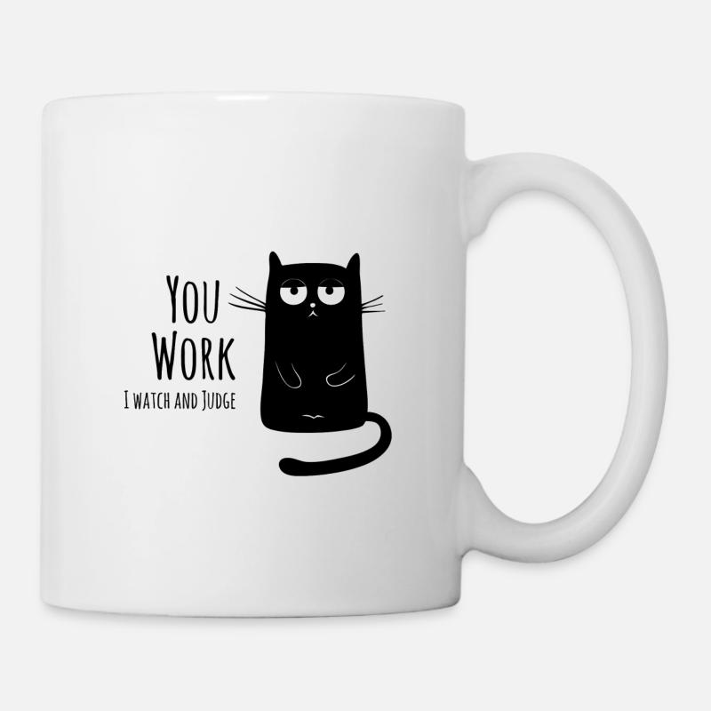 Tu travailles je regarde et juge - Mug blanc - blanc