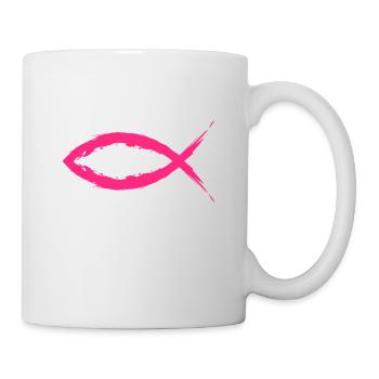 Fisch Christentum Symbol Religion Kirche Rosa - Tasse - Weiß - Rechts