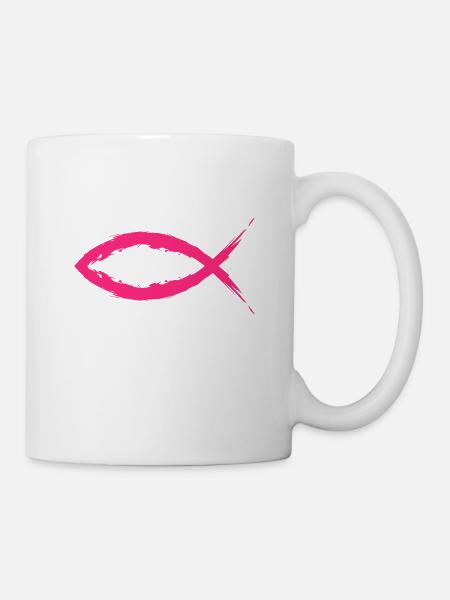 Poisson christianisme symbole religion église rose - Mug blanc - blanc