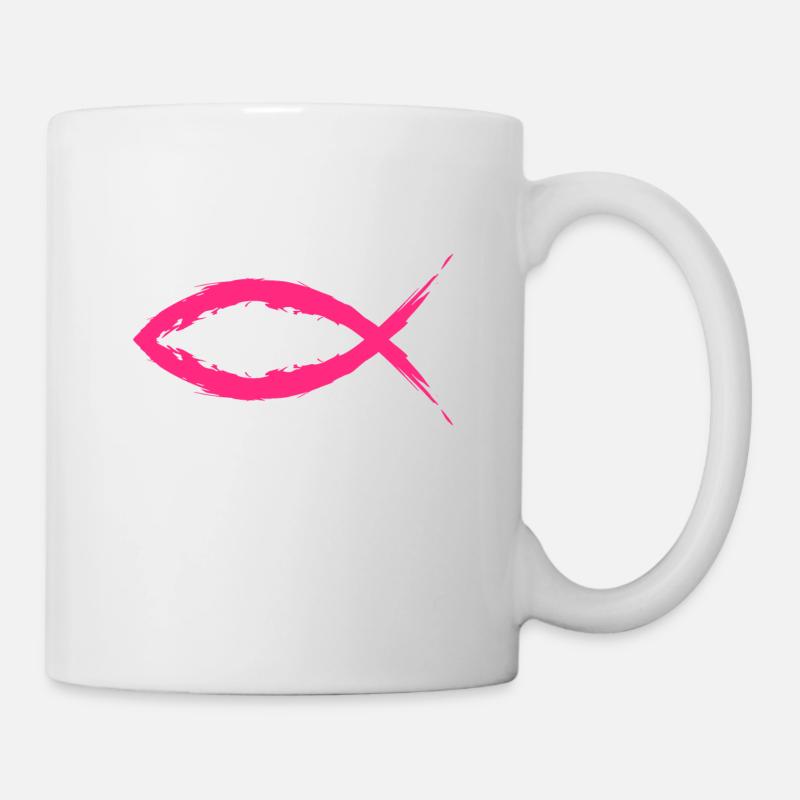 Poisson christianisme symbole religion église rose - Mug blanc - blanc