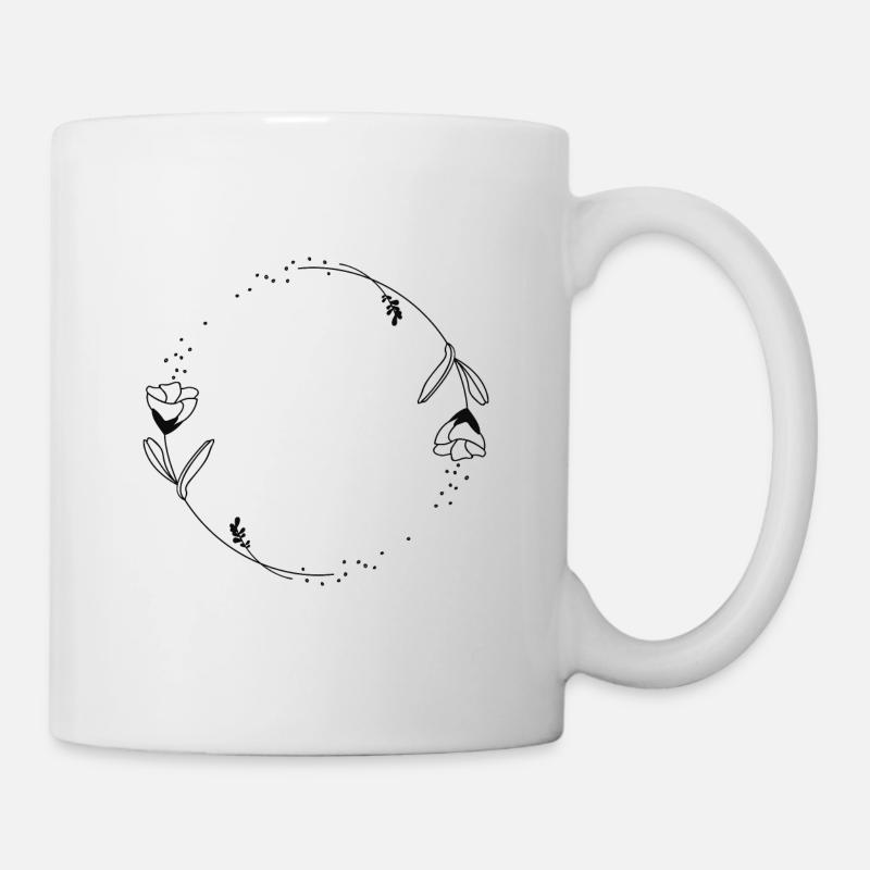 Couronne florale subtile à personnaliser! - Mug blanc - blanc