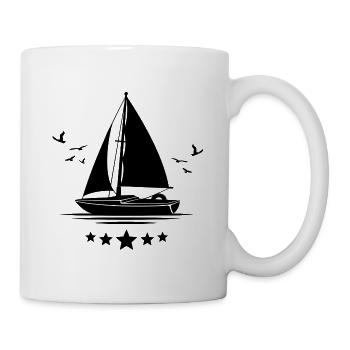 Sailboat sailing boat dinghy skipper captain - Mug - white - Right