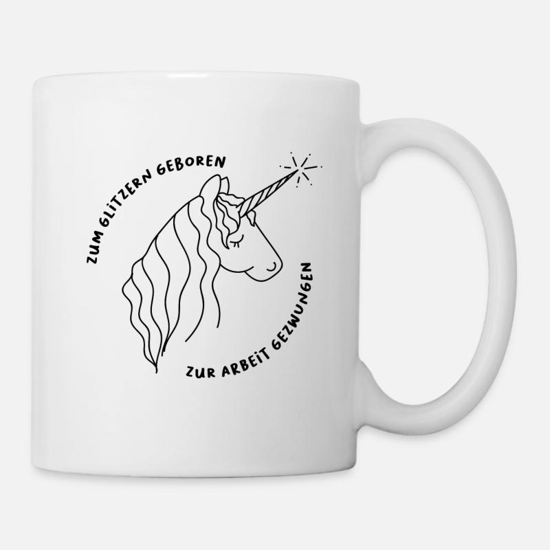 Né pour briller, forcé de travailler la licorne - Mug blanc - blanc