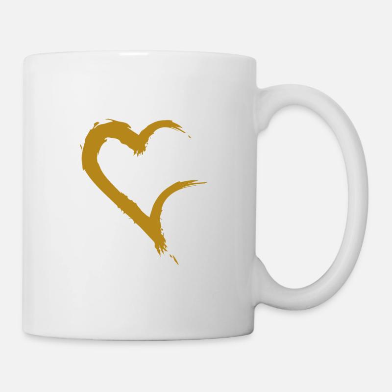 Herz offen Gold - Tasse - Weiß