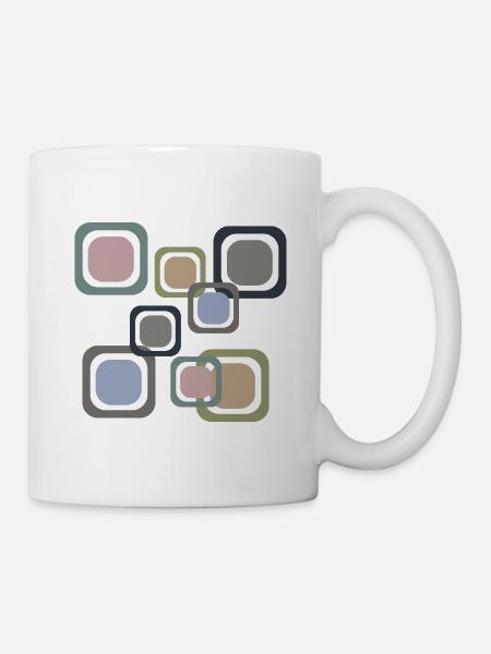 Retro Quadrat - Tasse - Weiß
