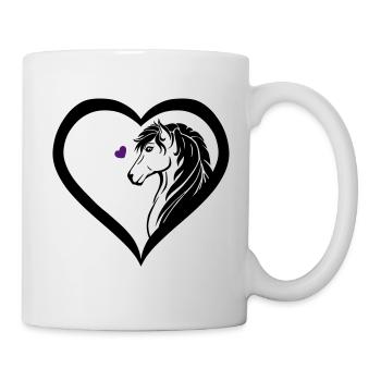 Herz für Pferde lustige Geschenkidee Reitverein - Tasse - Weiß - Rechts