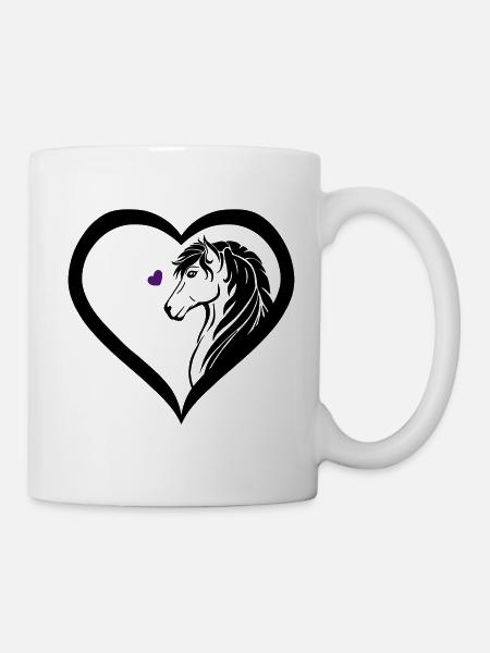 Coeur pour chevaux idée cadeau drôle club d'équitation - Mug blanc - blanc