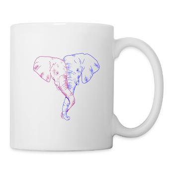 Éléphants amoureux, Éléphants, Éléphant, Éléphant - Mug blanc - blanc - Droite