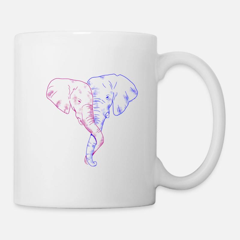 Verliebte Elefanten, Elefanten, Elefanten, Elefanten - Tasse - Weiß