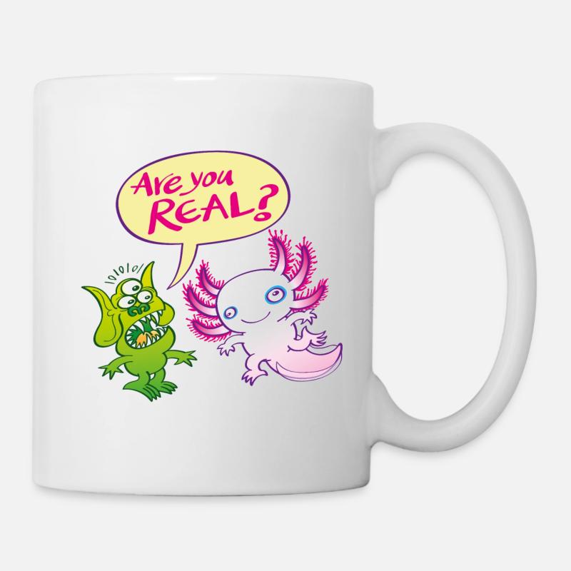 Alien surpris se demande si l'axolotl est réel - Mug blanc - blanc