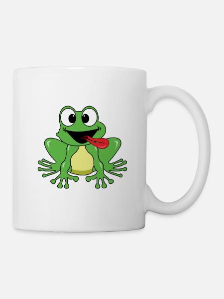 Süsser kleiner Frosch Grün Zunge für Kinder Baby - Tasse - Weiß