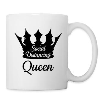 CORONA SOCIAL DISTANCING QUEEN - Mug blanc - blanc - Droite