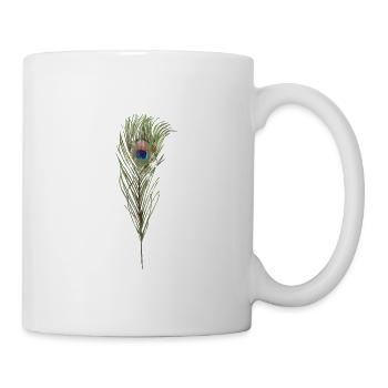 Pfauenfeder - Tasse - Weiß - Rechts