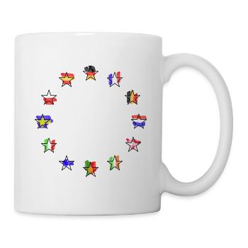 Europäische Flagge mit Wasserfarben Ländern - Tasse - Weiß - Rechts