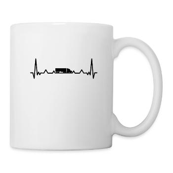 EKG de battement de coeur de camion camion camion - Mug blanc - blanc - Droite
