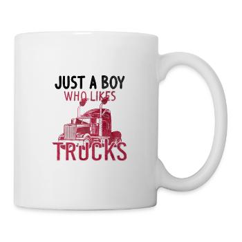Trucks - Just a Boy who likes Trucks LKW Fan - Tasse - Weiß - Rechts